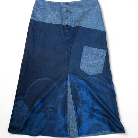 Y2K COP. COPINE PARIS GRAPHIC DENIM MID SKIRT SIZE SMALL. - Picture 2 of 7